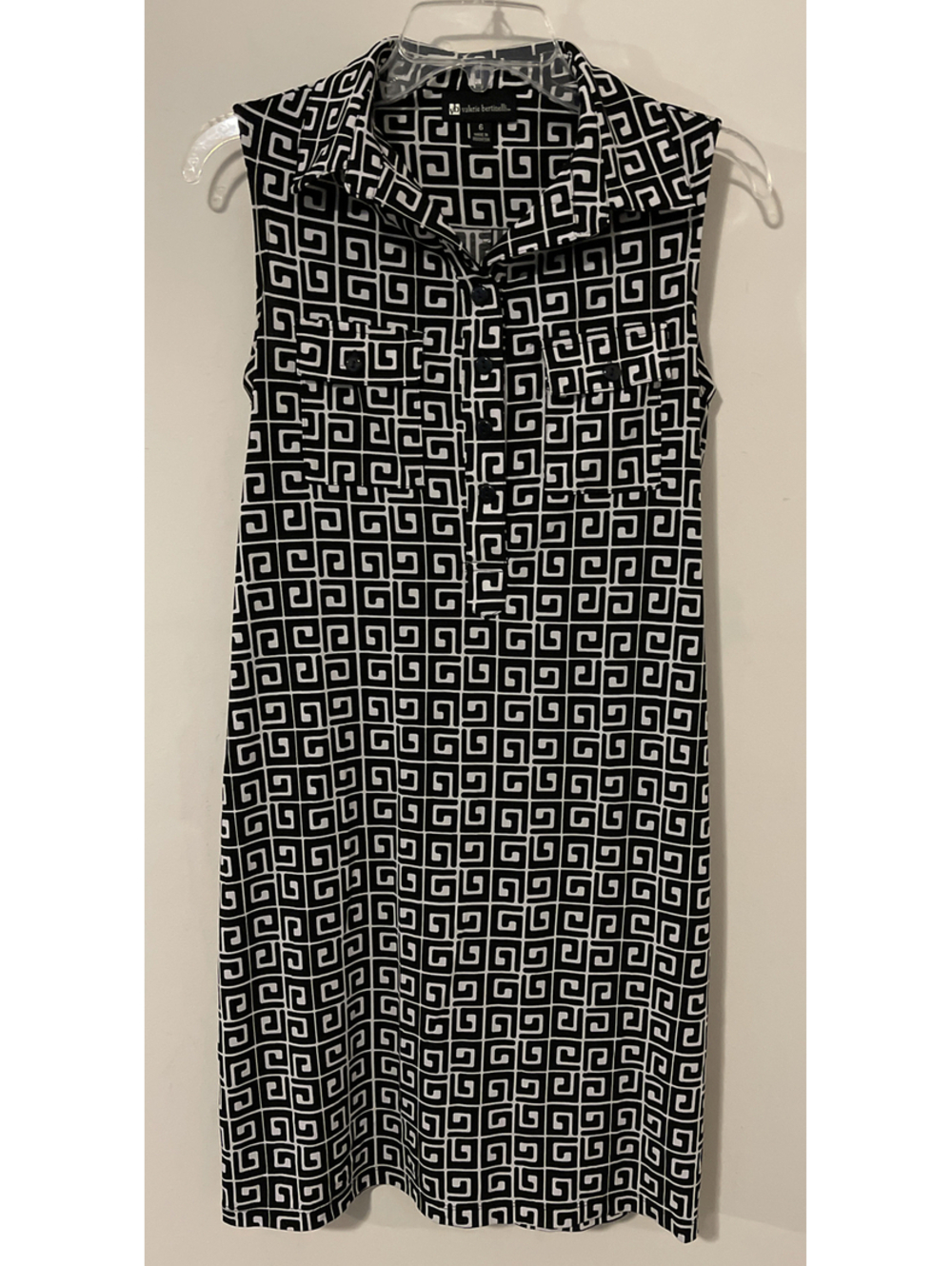 Valerie Bertinelli Womens 6 Black Sleeveless Collared Knee-Length Dress! A283